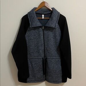 Women's Sweater Jacket Plus Size 2X Gray Black Zipper Pockets Layering Staple